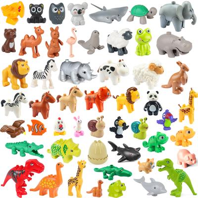 Wiele stylów Duże rozmiary Klocki Zwierzęta Akcesoria Figurki Farma Zoo DIY Klocki Edukacja Złóż zabawki dla dzieci