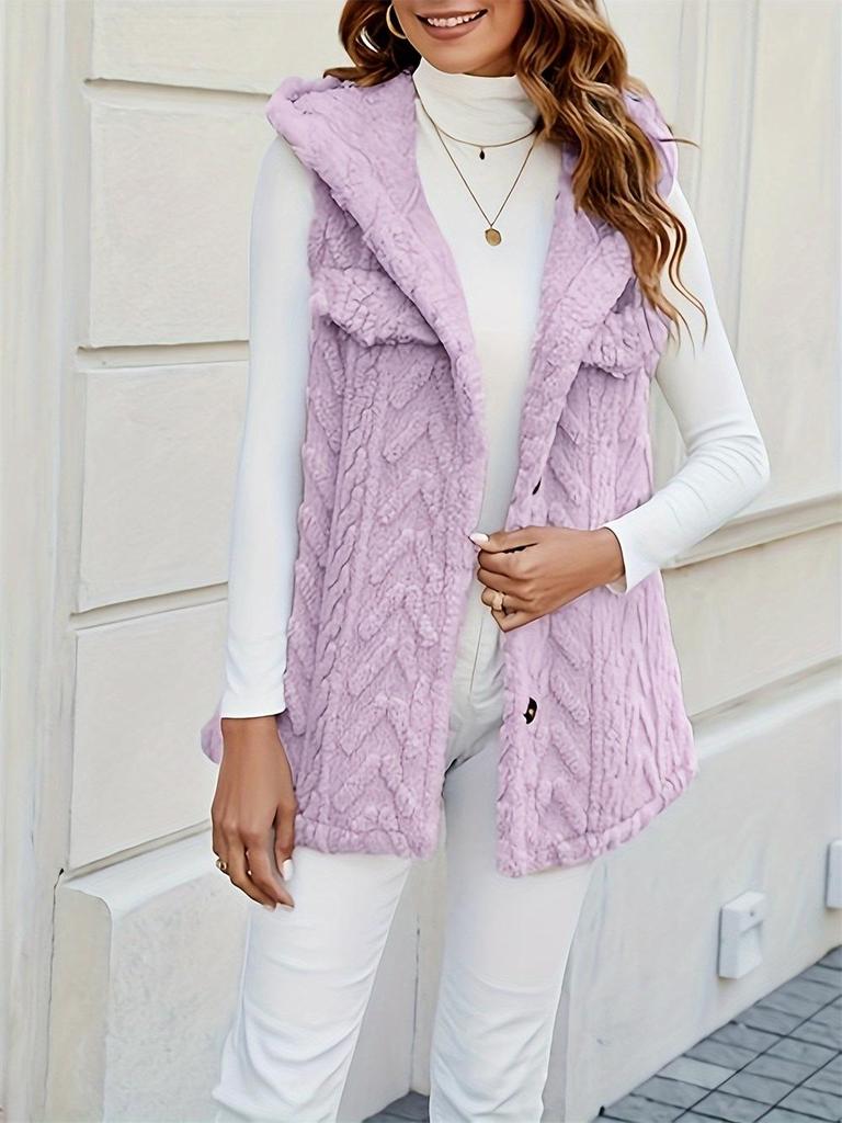 European & American Plush Hooded Cardigan Vest for Fall/Winter - Warm & Stylish Women's Jacket