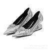 [Spot] Future style bow sports style retro racing shoes suspended special-shaped heel pointed shallow mouth high heels