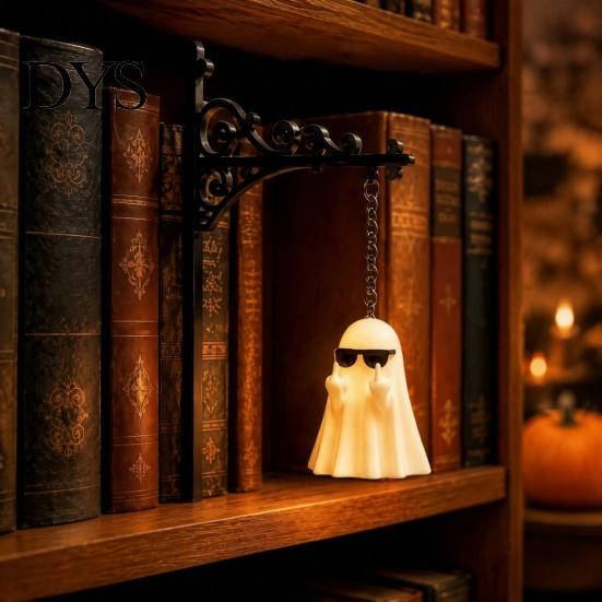 Reading Ghost Lamp Bookshelf Light, Vintage Metal Book Nook Lamp, Spooky Bookend Unique Gift for Lovers Ornament, Warm LED Shelf Light Decor