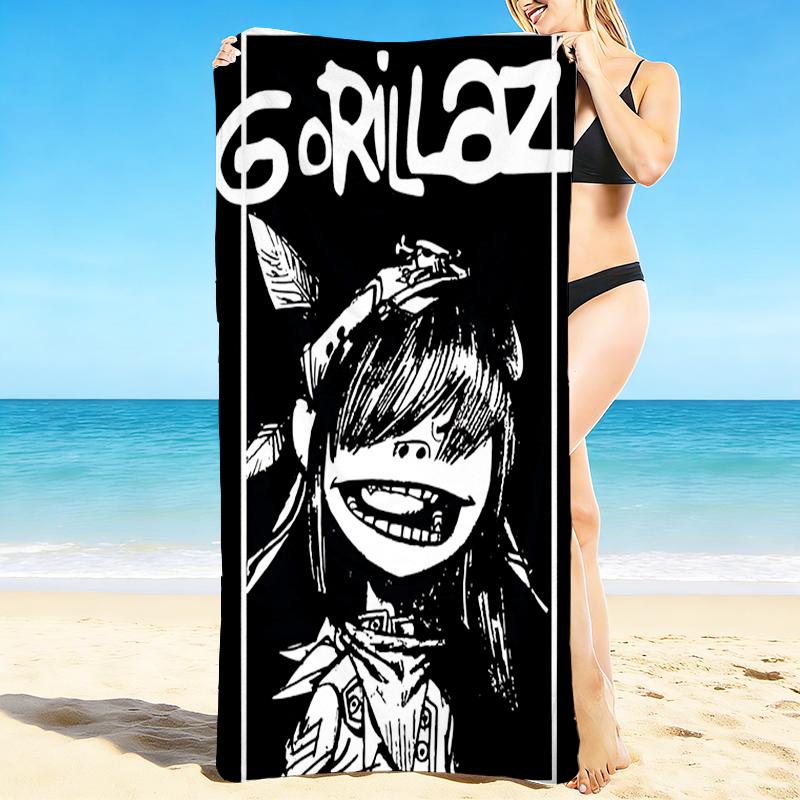 1Pc Gorillaz Artistic Fusion Beach Towel, Quick Dry, Multi-Use for Beach Pool Gym Yoga Home Travel, Christmas, Halloween, Xmas Gift S929378