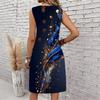 Plus Size V Neck Sleeveless Dress Misty Mountain Stream Art Print For Scenic Area Travel