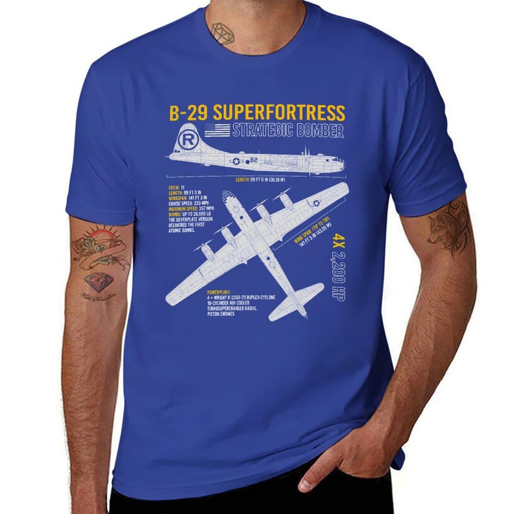 B-29 Superfortress Bomber ww2 US Flugzeug Flugzeug USAF Flugzeug Bauplan T-Shirt Anime Kleidung Vintage Grafik T-Shirt Herren T-Shirt