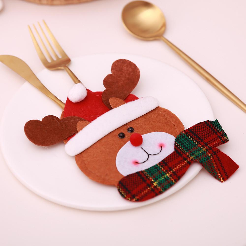 

Christmas Cutlery Charming Holders Featuring Snowman And Reindeer Designs For Festivities Round Face Reindeer