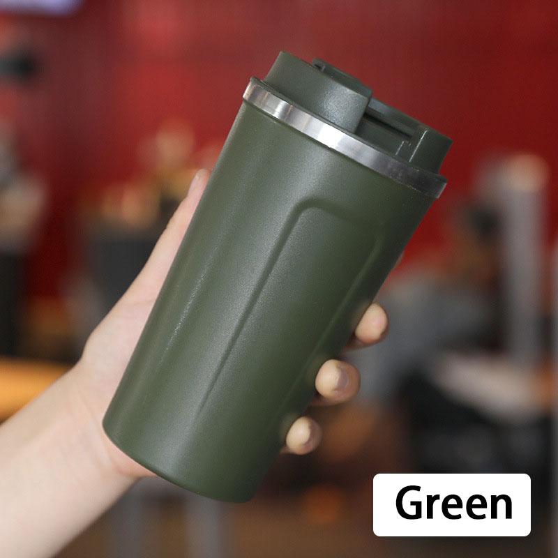 

380/510 мл Двойная стенка Изолированная вакуумная дорожная кофейная кружка из нержавеющей стали Термокружка Герметичная термос-бутылка 380 ML зелёный