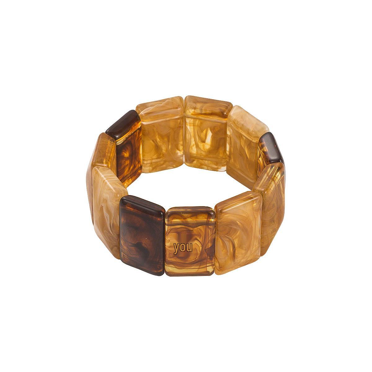 Ретро пэчворк браслет из мраморной смолы, ручная работа: Модный, Высококачественный Эластичный Широкий Браслет на Запястье для Женщин