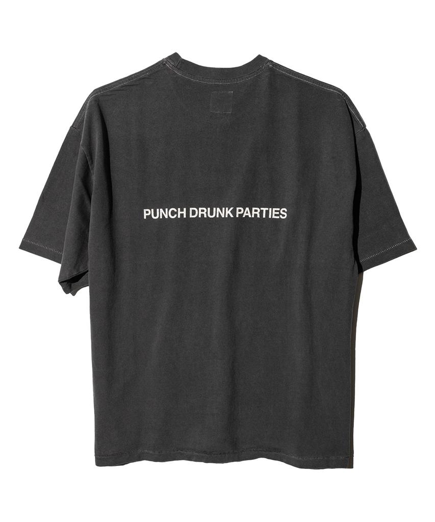 PUNCH DRUNK PARTIES Circle Logo Garment Dyed Tee (Charcoal)