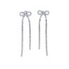 2024 Fashion Women Jewelry Thin CZ Tennis Tassel Chain Cute Bow Earring