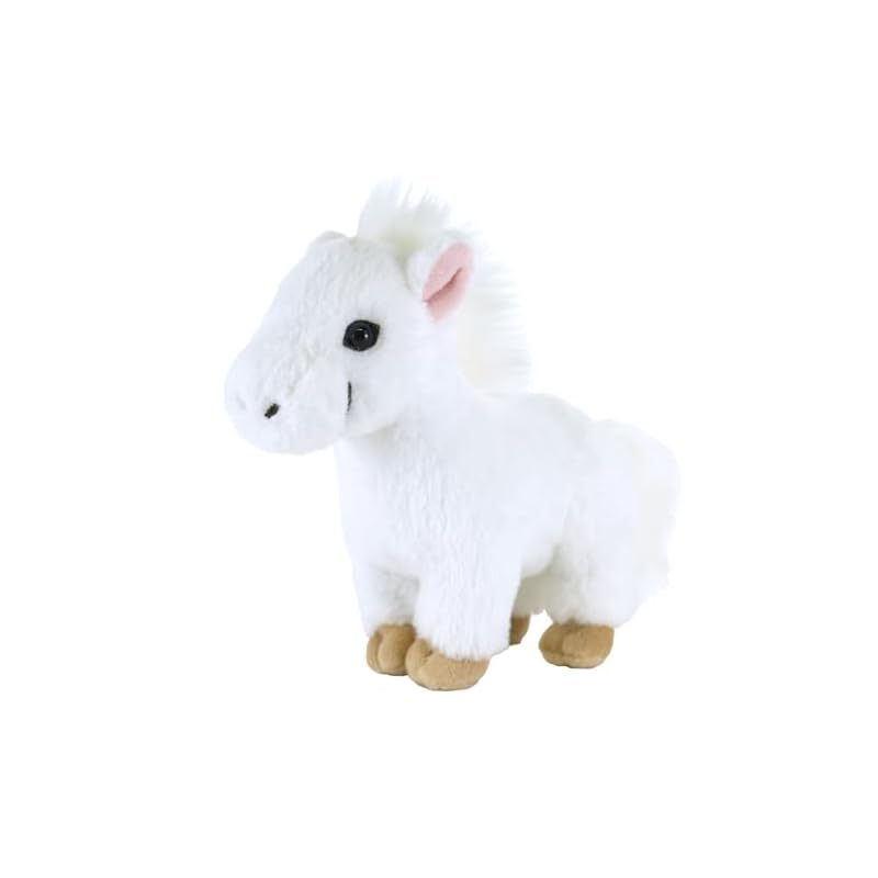 SunLemon Fluffies Small Horse WH 8 x 21 x 16cm Plush Animal Cute Zodiac Year of the Horse Horse White New Year's Gift P-1453