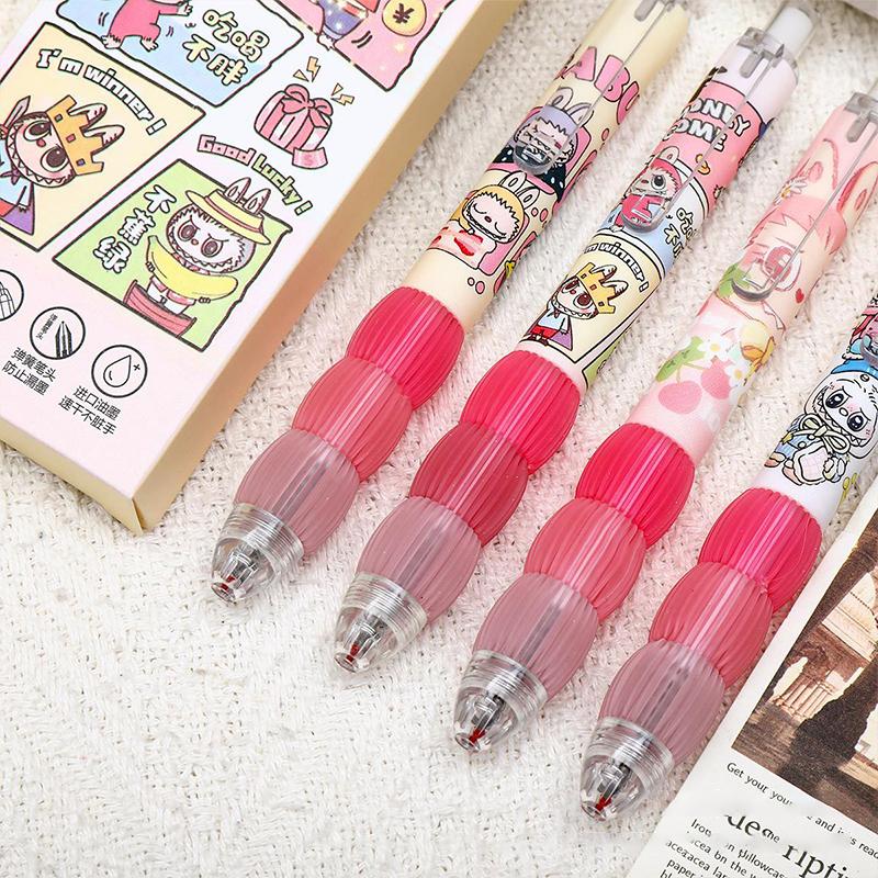 4Pcs/Set Cute Ugly Fish Hanton Labubu Gel Pen Set For Note Taking Retro 0.5Mm Quick Drying Pen School Office Stationery Supplies