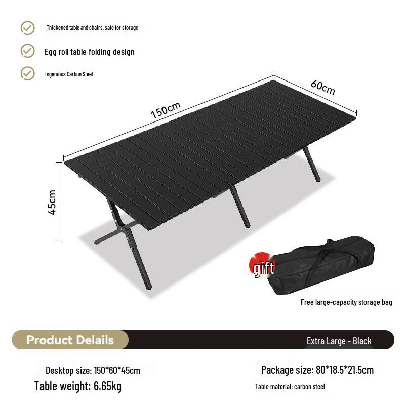 OIMG Portable Carbon Steel Outdoor Folding Table