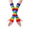Damen Oberschenkelhohe Strümpfe Armstulpen Handschuhe Set Damen Mädchen Schwarz Weiß Gestreift Lange Overknee Socken Cosplay Lolita