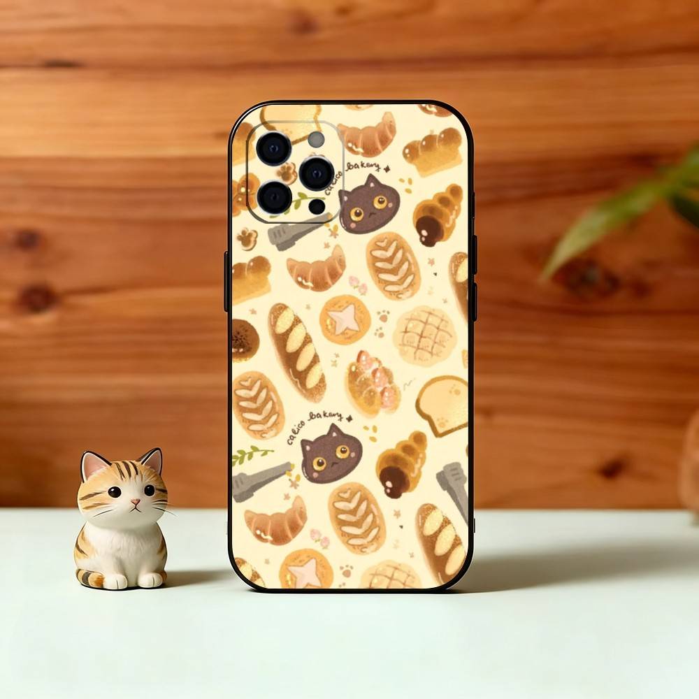 Cute Bread Illustration Phone Case Silicone Soft For IPhone 17 16 15 14 13 12 11 X XR Plus Pro Max Plus