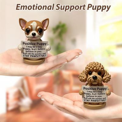 Statuetă Cățeluș de Sprijin Emoțional Ornament Pozitiv Câine Figurine Cățeluș cu Mesaj Motivațional Cadou Inspirațional pentru Companion Colegi