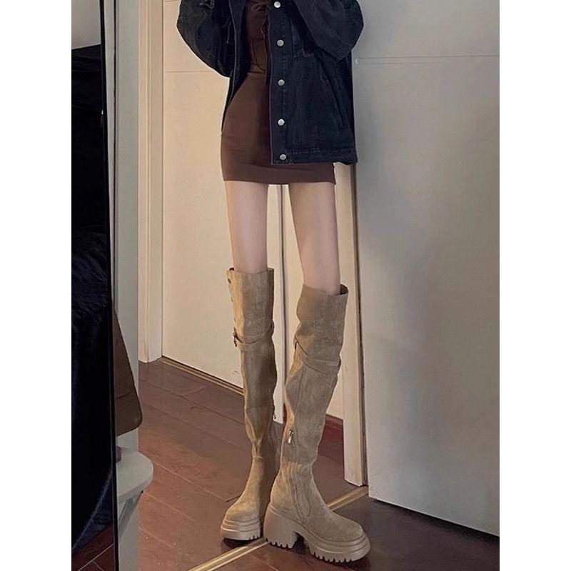 Over-knee Boots Brown Boots Women's Autumn and Winter 2025 New High-heeled Boots Versatile and Thin Tall Knight Boots