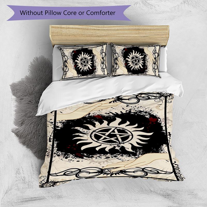 Supernatural 3pcs Bedding Set Duvet Cover Closure Includes 1 Duvet Cover & 2 Pillowcases for All Seasons Bedroom Home Dorm Decor