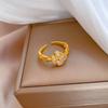 Real Gold Electroplated Open Ring, Women'S Lucky Grass Fashion Ring, Index Finger Ring, The Same Style, Simple And Cold Style