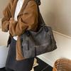 Yogodlns Zipper Tote Bag Solid Color PU Leather Large Capacity Shoulder Bag Minimalist Style Shoulder Bag for Women Daily Commute Use