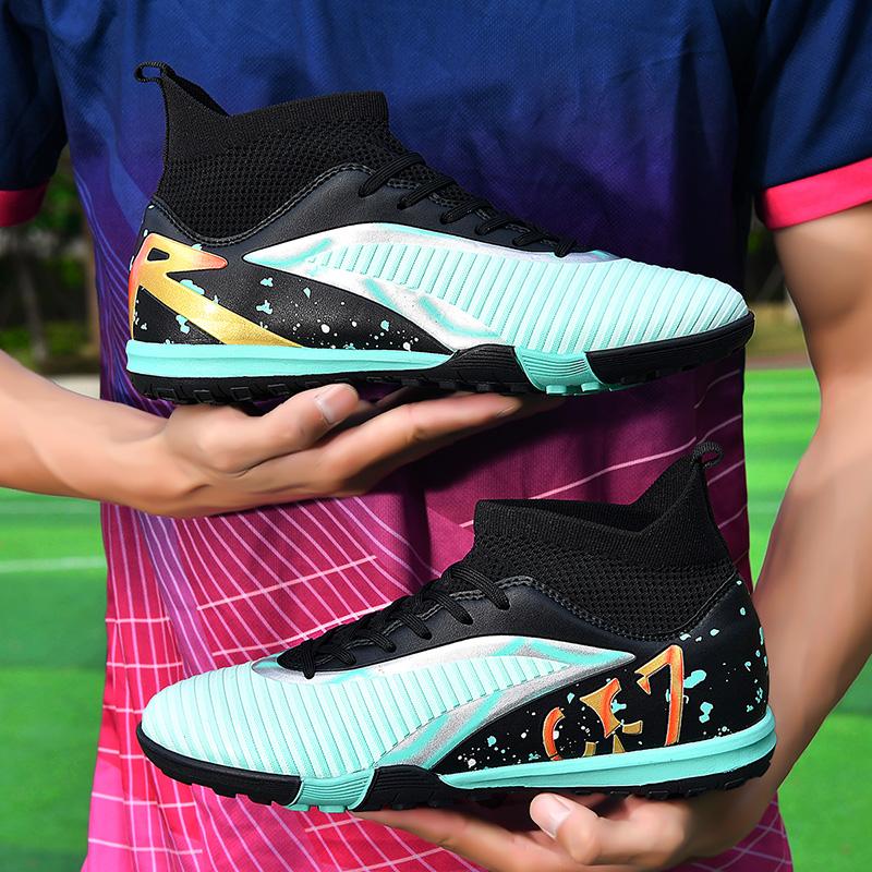Men's Soccer Cleats Football Cleats for Mens Big Boys High-Top Spikes TF Shoes for Youth Professional Training Turf Sneaker