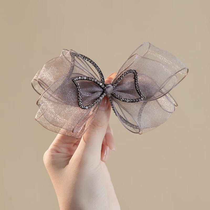 CHIMERA Bow Hair Clip with Rhinestones, Ponytail Barrette, Half-Up Hair Accessory