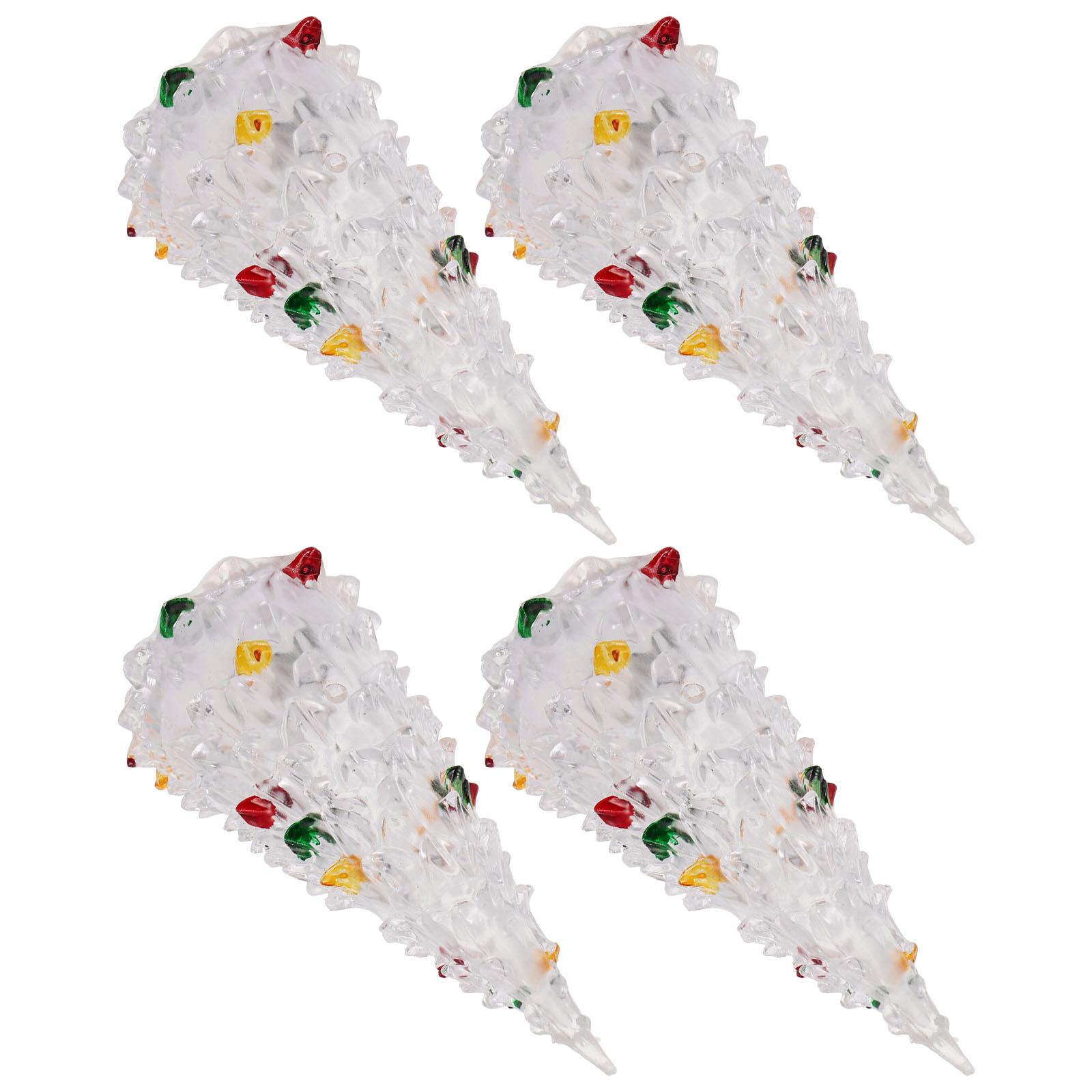 4 шт. Акриловая Рождественская елка со светодиодной подсветкой Настольные украшения Цветная Хрустальная светодиодная лампа Миниатюрная Рождественская елка Рождественское украшение Other