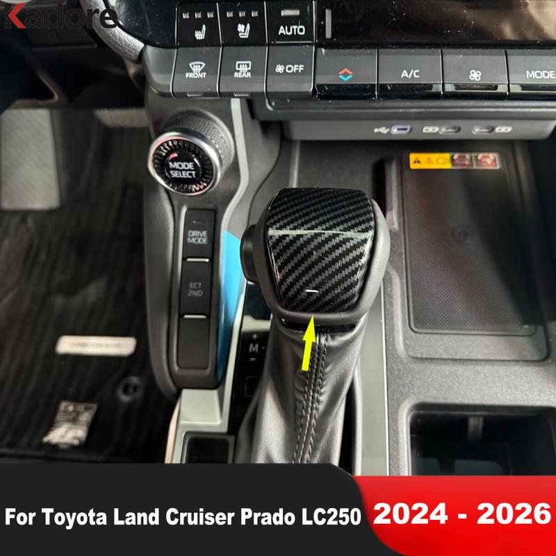 For Toyota Land Cruiser Prado LC250 2024 2025 2026 Carbon Fiber Car Gear Shift Knob Head Frame Cover Trim Interior Accessories
