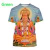 Indian Monkey God Hanuman 3D Printed T-Shirts Hindu Myth Figure Pattern Top Summer Round Neck Fashionable Casual Short Sleeved Men's T-shirts