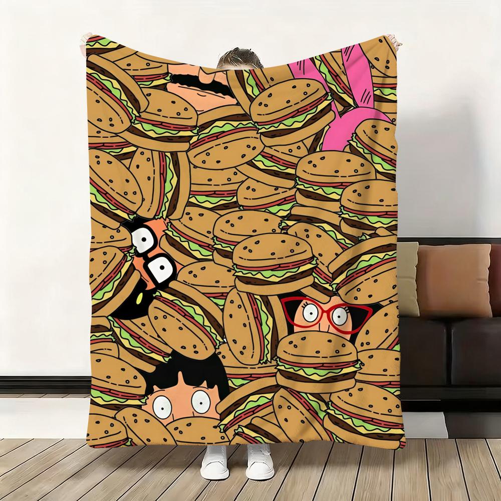 Cartoon B-Bobs B-Burgers Anime Throw Flannel Fluffy Soft Blanket Warm Skin-Friendly Throw For Sofa Bed Office Nap Winter