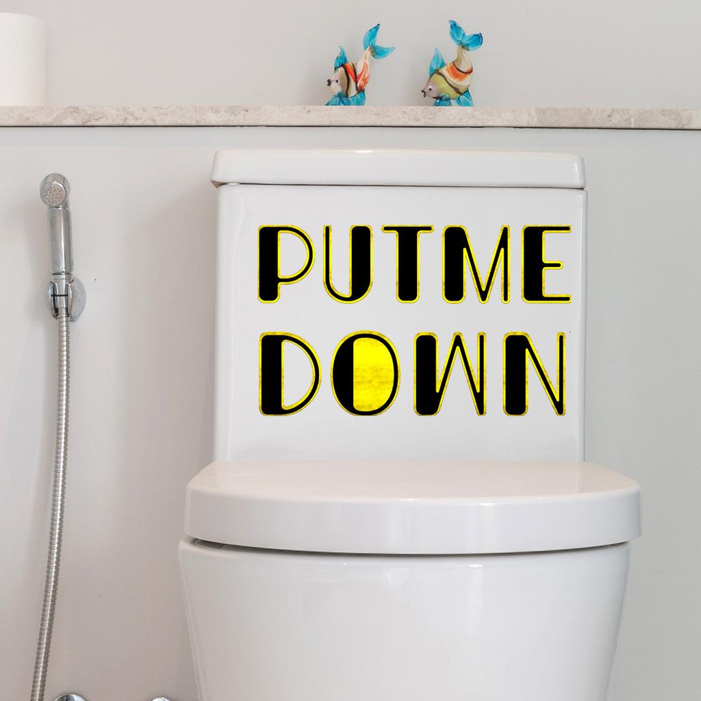 A Variety Of Hand-Painted English Letters Put Me Down Slogan Bronzing Toilet Sticker Bathroom Bathroom Wall Sticker