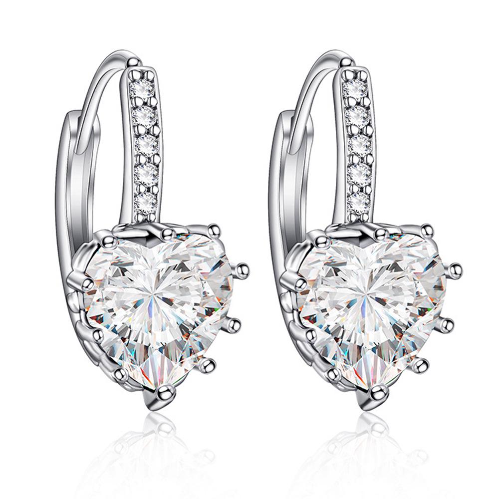 Korean Style Multi-Color Heart Zircon Earrings for Women