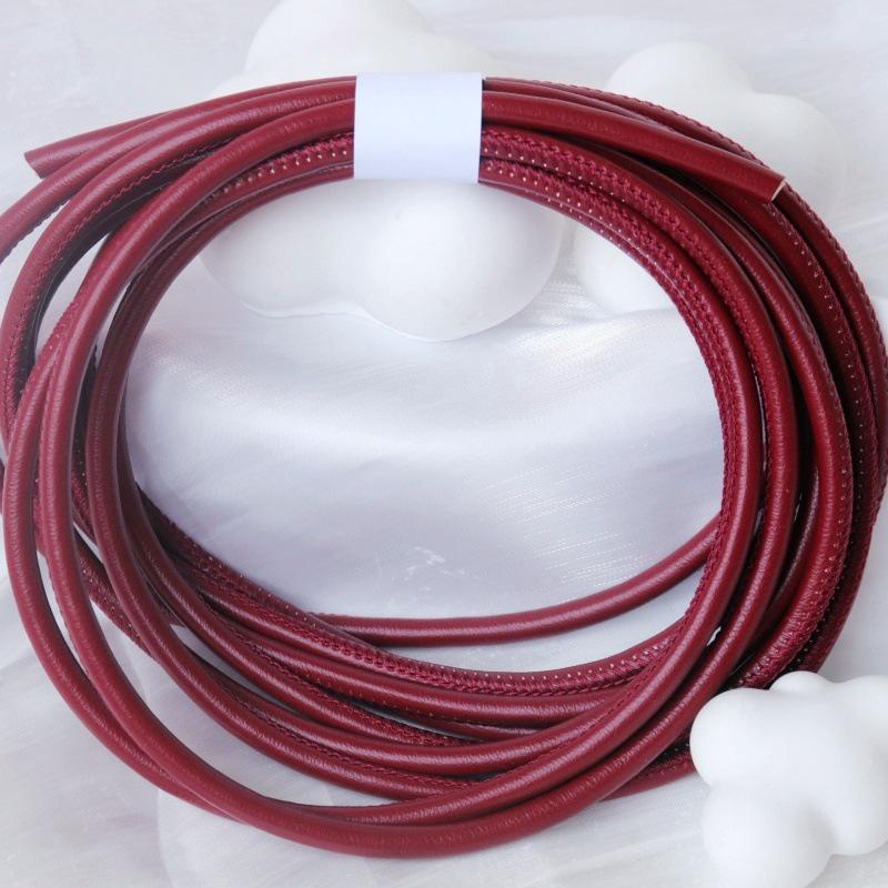 PU Leather Round Handle Strap with Lock Edge Stitching - DIY Traction Weaving Ornament E18