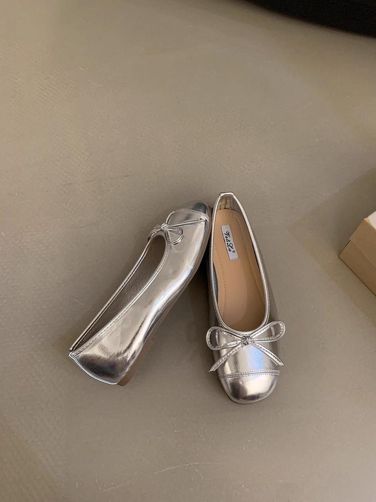New Chinese Silver Flats Gentle Red Single Shoes Ladyshoes Ballet Soft Sole Candy Small Fragrant Wind Women's Shoes Autumn French