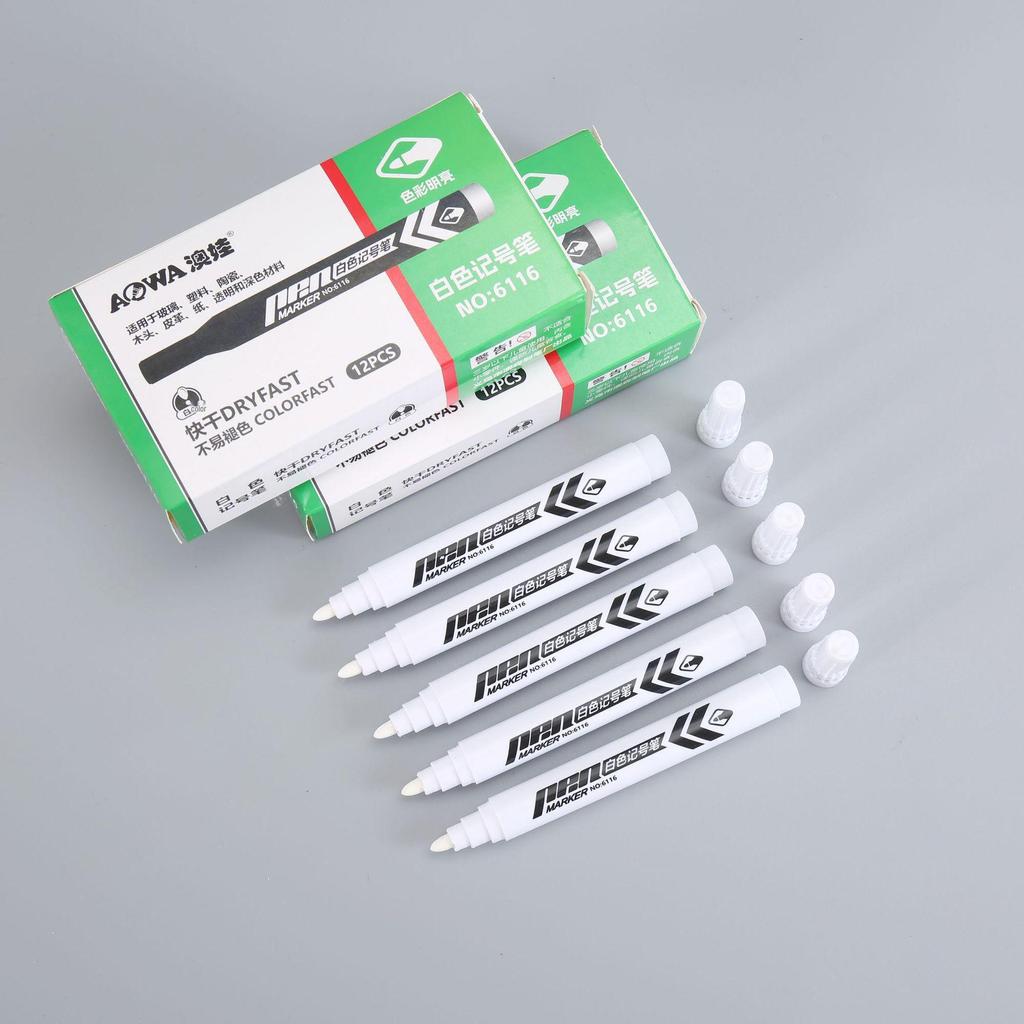 White Bold-Tip Oil-Based Marker for Office and Notebook Use