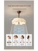 Vintage Song-Style Ceiling Fan Light with Printed Fabric Shade for Bedroom and Dining Room