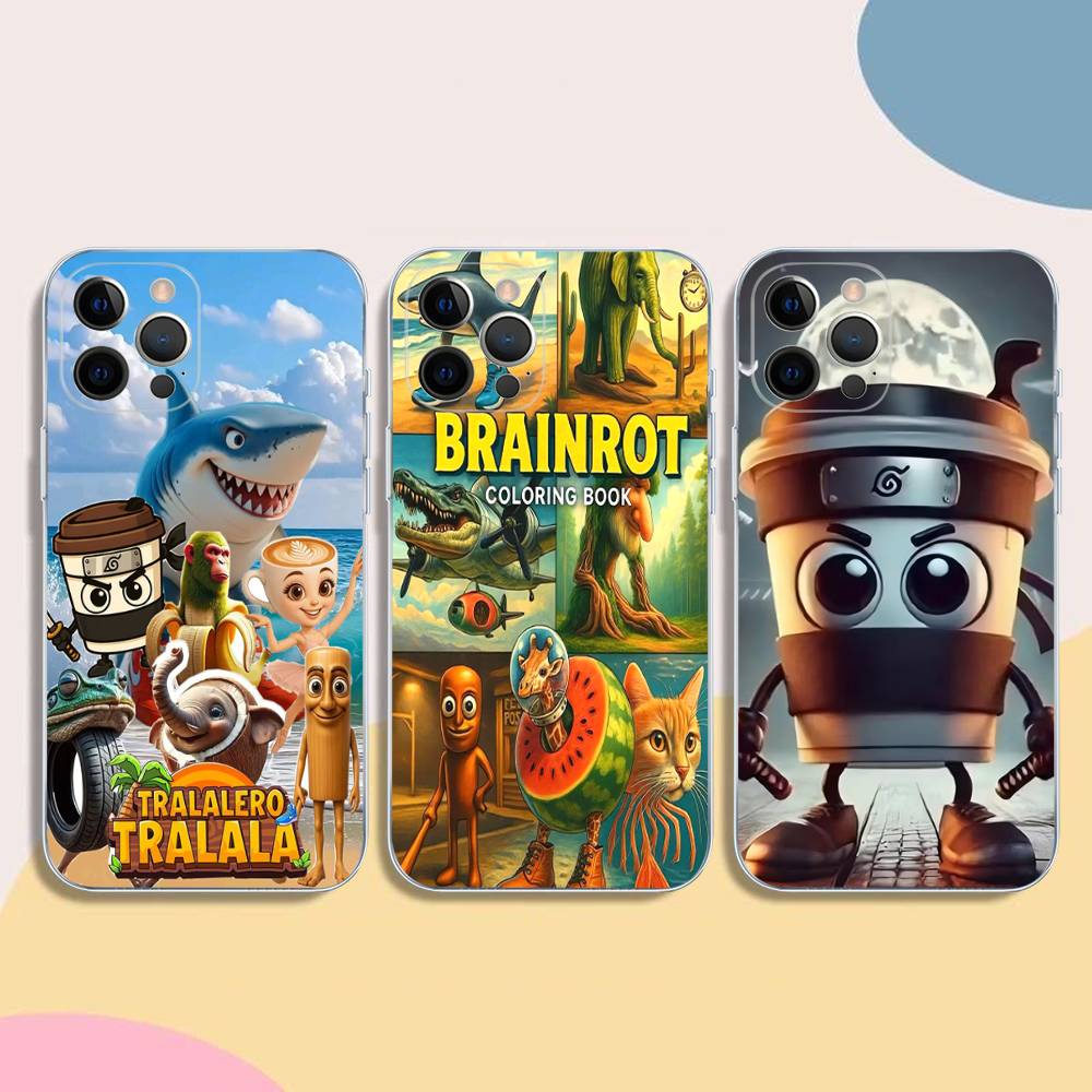 Cartoon Italian Brainrot Tung Tung For IPhone 17 16 16e 15 14 13 12 11 Pro Max Mini Plus Phone Case