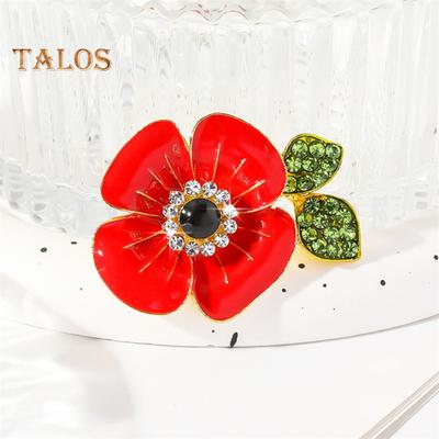 Women Brooch Flower Shape Enamel Oil Dripping Retro Anti-slip Polished Coat Collar Bag Scarf Hat Decoration Clothes Pin Party Banquet Clothing Jewelry