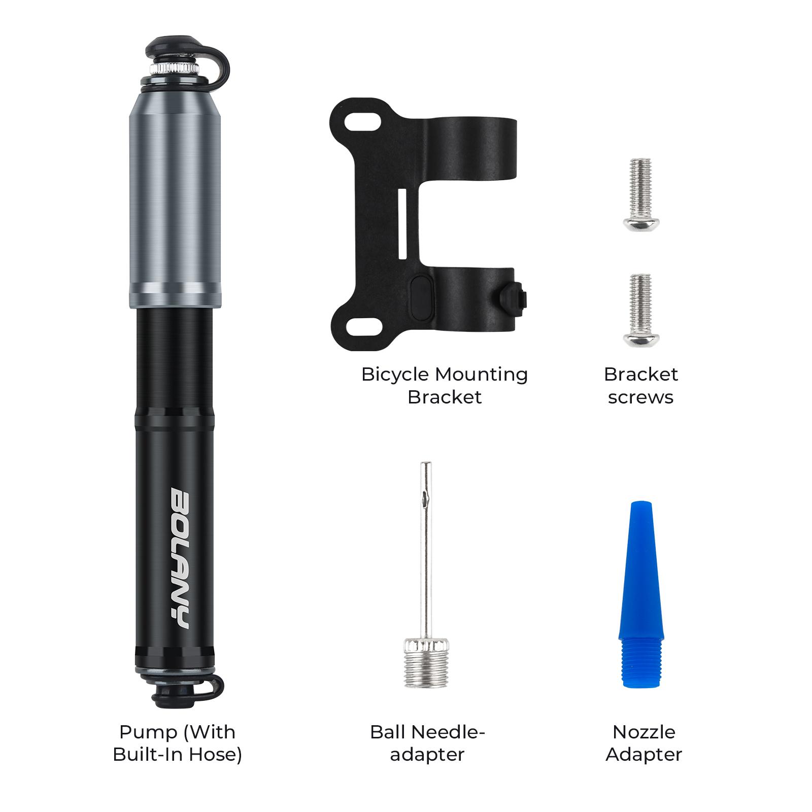BOLANY 160PSI Portable Bicycle Pump High Pressure Air Pump Bicycle Aluminum Alloy Ultra-light Pump With Hose Integrated Portable чёрный