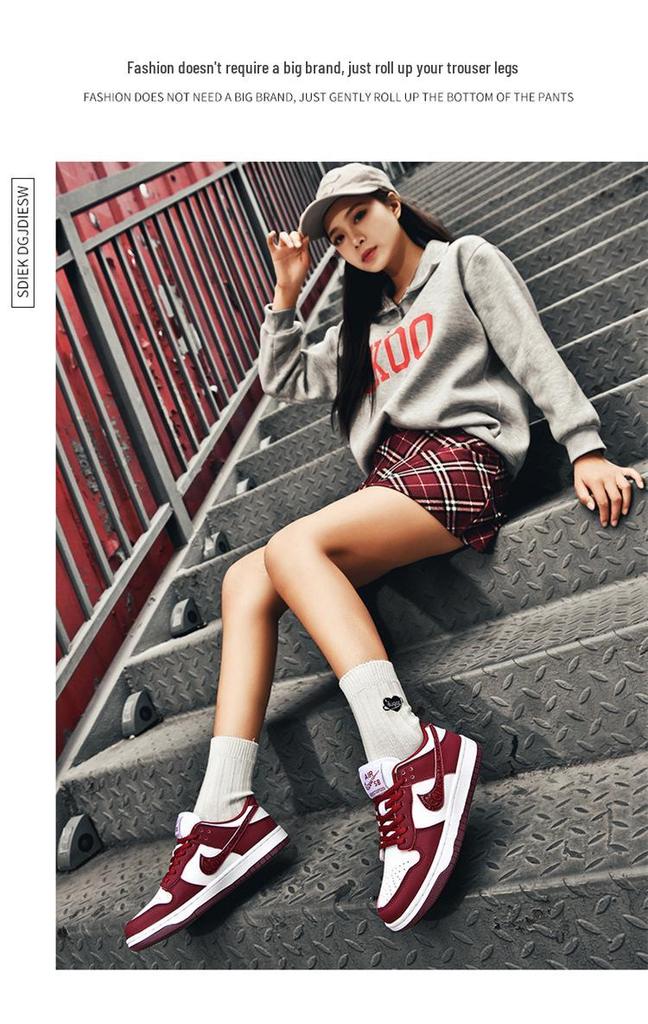 Putian AJ Dunk Weinrot Herren Low-Top Sneaker, Air Force 1 Lässige Damenschuhe Neuer Stil