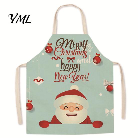 Festive Snowman Cooking Accessory Christmas Apron, Santa Claus/Elk/Gingerbread Man/Snowman Print Bib, Waterproof Non-woven Fabric Party Decoration