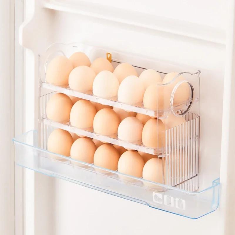 Egg Rack Holder Storage Box Eggs Basket Container Organizer Refrigerator Dispenser For Kitchen Organization Food Containers