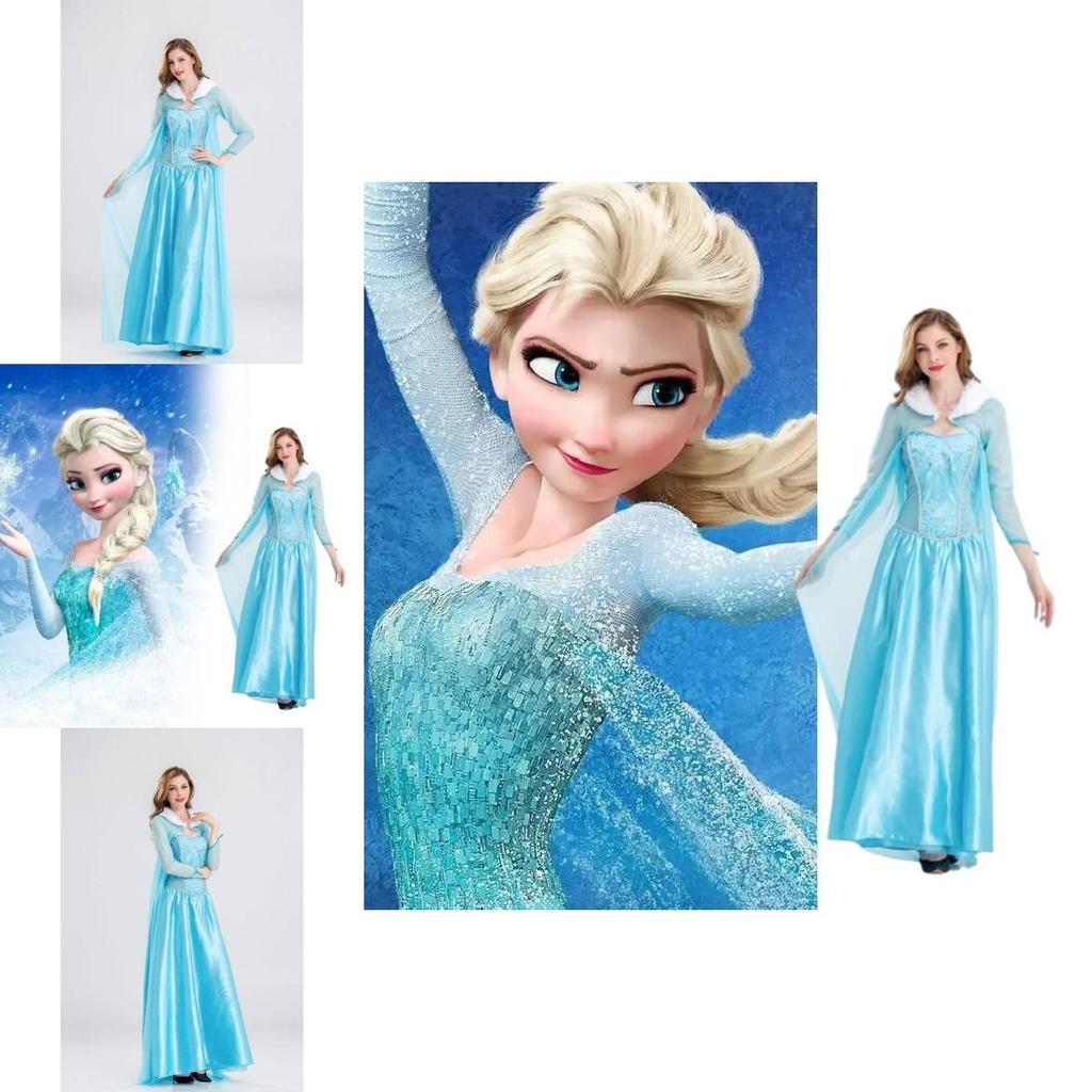 Elegante Costume Cosplay da Principessa Elsa di Frozen per Donne Adulte Perfetto per Esibizioni sul Palco