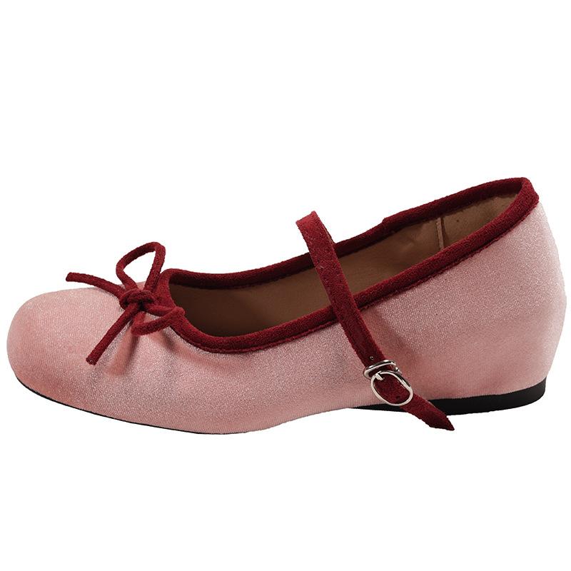 White French inner height increase shallow mouth flat sole shoes women's 2025 new spring versatile ballet Mary Jane shoes