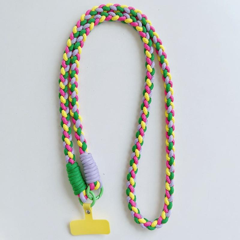 Buntes Schlüsselband Gewebtes Seil Mädchen Umhänge-Schultergurt Verlustsicheres Robustes Schlüsselband Schlüsselanhänger Viersträngiges Handy-Schlüsselband