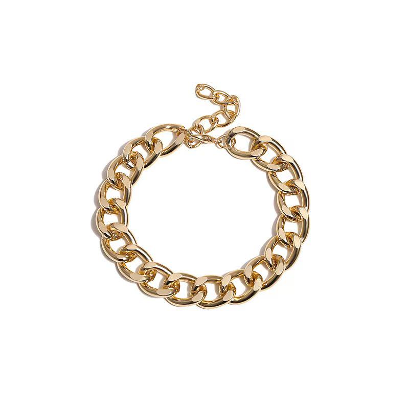 Titanium Steel Chunky Cable Chain Necklace & Bracelet Set - Trendy Hip Hop Jewelry