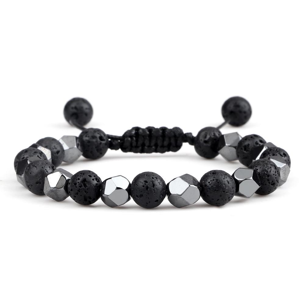 Obsidian Tigerauge & Schwarzer Achat Lavastein Armband
