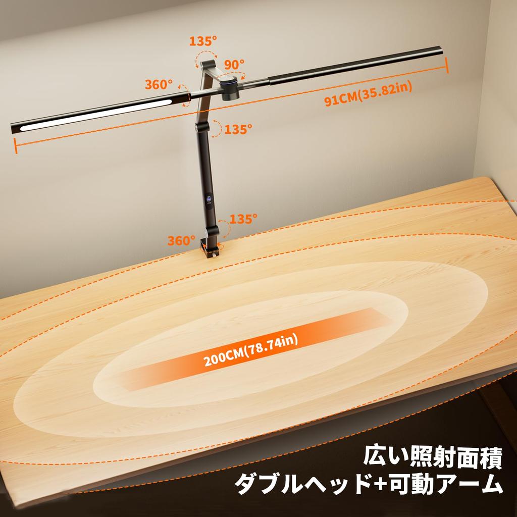 Desk Light LED Wide Desk Lamp Light Remote Level Dimming Degree Table Light Clamp Type Lighting High Brightness Monitor Light Multi Angle Adjustment