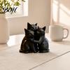 Animal Shape Sculpture 3D Printed Black Cat Figurine, Three Hugging Geometric Statue, Artistic Modern for Home Office Bookshelf Statue