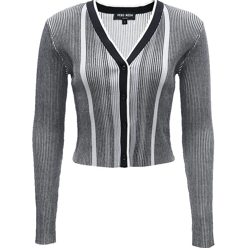 VEROMODA Women's V-Neck Ribbed Slim-Fit Short Knit Top