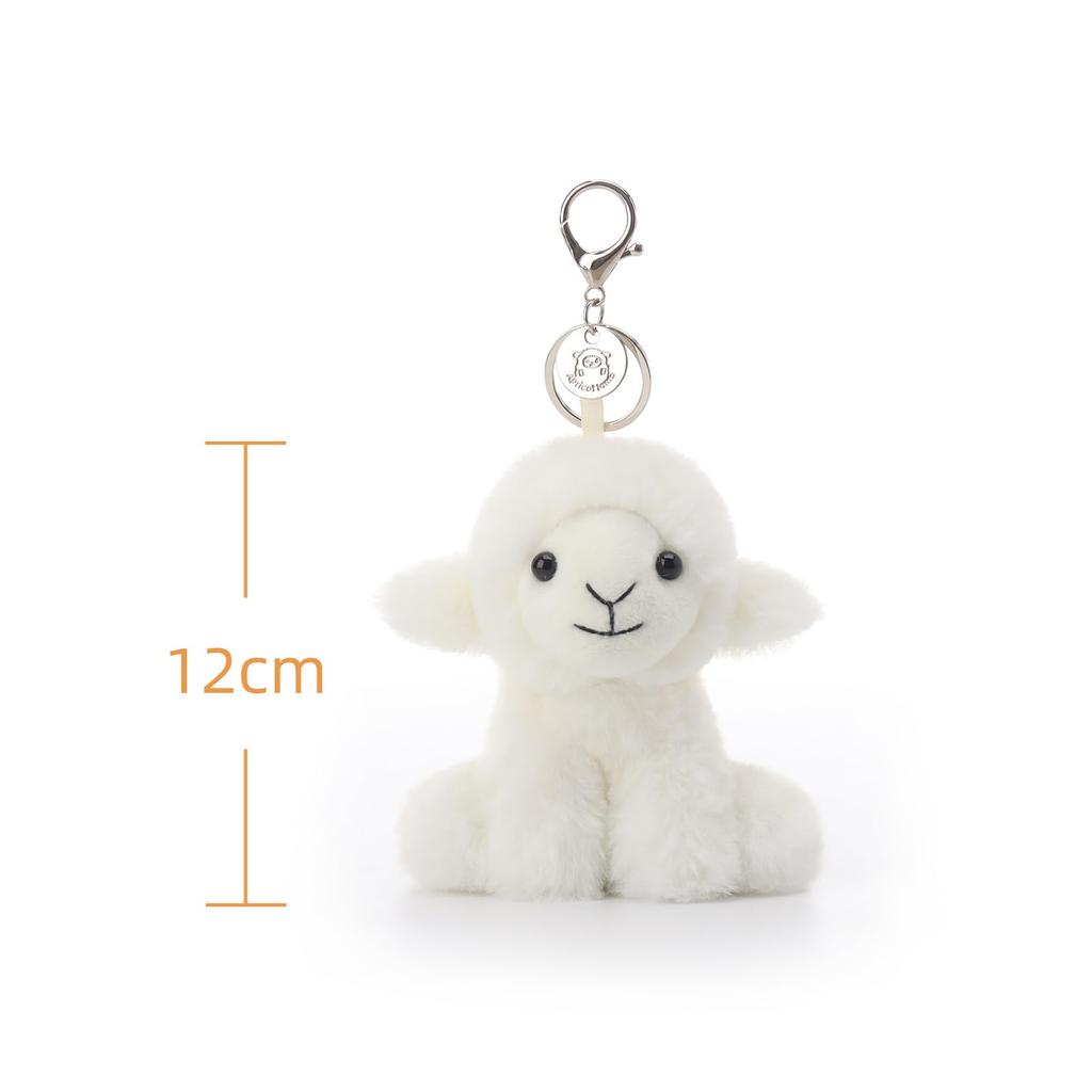 Apricot Lamb Cream Lamb Cute Soft Keychain Plush Toy, Perfect for Boys and Girls, Fits Kids Backpacks and Purses, 12cm