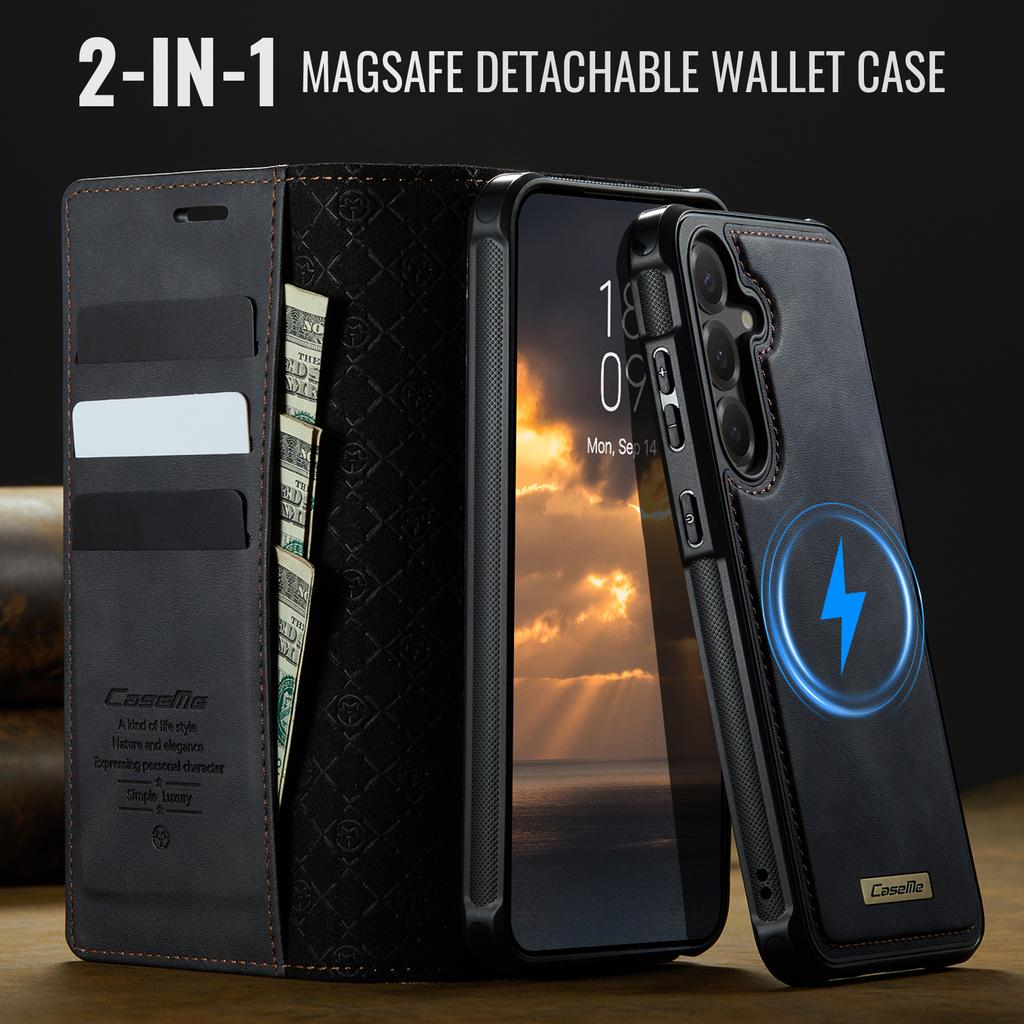 For Samsung Galaxy S24 FE Case CASEME C49 Compatible with MagSafe RFID Blocking Detachable Wallet Leather Phone Cover